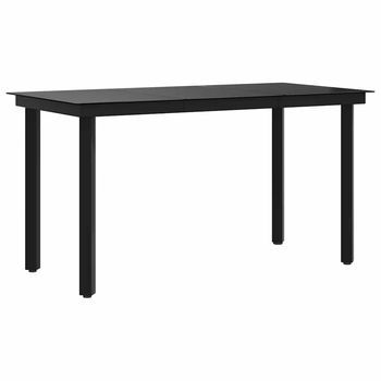Mesa De Comedor De Jardín | Mesa De Exterior Acero Y Vidrio Negra 140x70x74 Cm