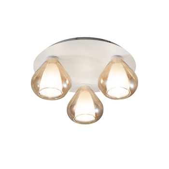 Lila - Lámpara De Techo Redonda D.40cm Fabas Luce - Aplique De Pared Con 3 Bombillas Led E27 Max 40w - Ámbar