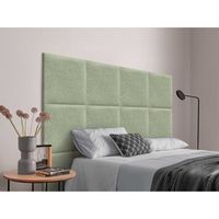 dhome cabecero tapizado para camas de 145cm compuesto de paneles autoadhesivos intercambiables de lino natural cama lujo dormitorio acolchado verde
