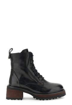 botines de piel con cordones y suela track black 37