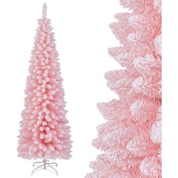 Árbol De Navidad Nevado Costway Arbol De Navidad Slim/estrecho (460 Puntas - 180cm - Rosa)