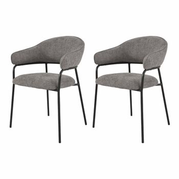 Conjunto de 2 sillas de comedor grises y negras en tela