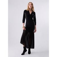 liu jo vestidos vestido de punto con inserto en georgette para mujer