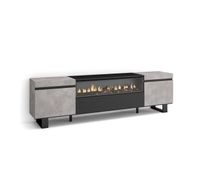 mueble tv television muebles de salon almacenaje 200x35x57cm para tv hasta 80 chimenea electrica diseno industrial estilo moderno cemento