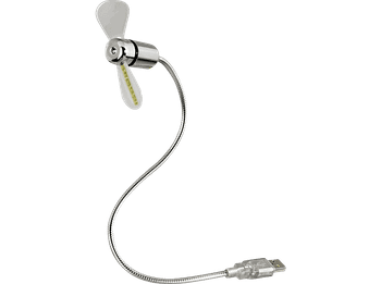 Ventilador para portátil - Hama 12110, USB, Flexor cromado, Luces LED, Bajo consumo, Plata