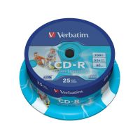 cd-r verbatim azo wide inkjet printable 52x 700mb eje 25 unidades