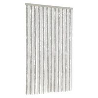 cortina antimoscas chenilla gris claro y blanco 100x220 cm vidaxl