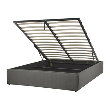 Cama Con Somier De Poliéster Gris Oscuro 140 X 200 Cm Sin Cabecero Almacenaje Dinan