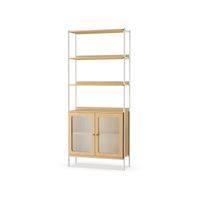 libreria de 6 niveles estante ajustable beige roble y blanco perla
