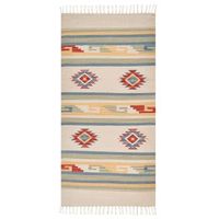 alfombra kilim de algodon beige azul rojo 80 x 150 cm a mano geometrico borlas aparan