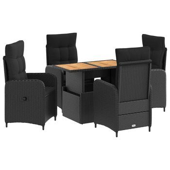 Juego De Comedor Para Exteriores 5 Uds. Negro Vidaxl