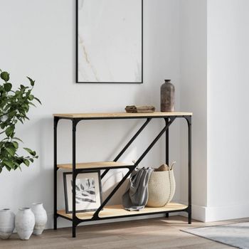 Mesa Consola | Mesa De Entrada | Mesa Auxiliar Madera De Ingeniería Roble Sonoma 88,5x30x75 Cm Cfw772090