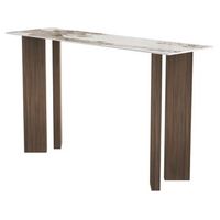 consola de madera con tablero de ceramica  - 140 x 40 x 80 cm - marron