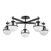 semiplafon de techo hollis transparente 5 luces