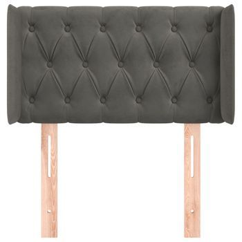 Cabecero Cama Mueble De Dormitorio De Terciopelo Oscuro 83 X 16 X 78/88 Cm Gris M02_0008276