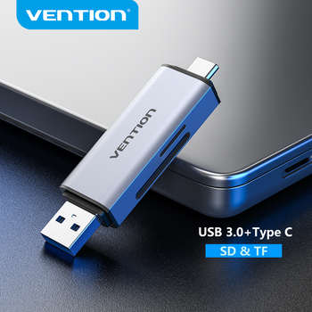 Vention-lector de tarjetas SD USB tipo C a Micro SD, adaptador de tarjeta TF para ordenador portátil, accesorios para teléfono, memoria inteligente, adaptador de tarjeta SD 3,0