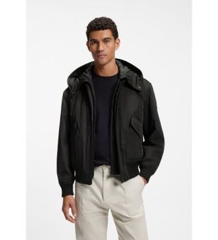 BOSS para hombre. 50560985 Bomber Onorve negro (48), Casual, Poliéster