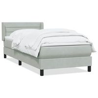 cama individual  cama para adultos  cama box spring con colchon terciopelo gris claro 80x220 cm