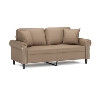 Vidaxl sofá de 2 plazas con cojines cuero sintético capuchino 140 cm