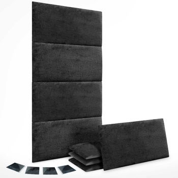 Dhome Juego De 8 Paneles Tapizados De Lana Ecológica Pack Autoadhesivos Para Pared Acústicos Absorbentes Protección (negro, 60x50cm, X8)