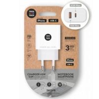 cargador gan tech one tech gan tec2270 65w blanco usb-c y usb-a