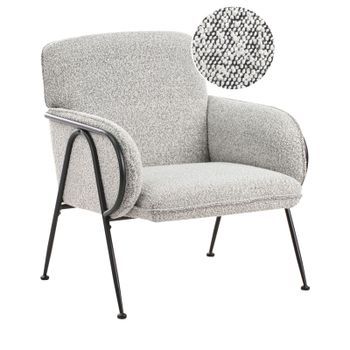 Sillón Auxiliar Decorativo Tapizado Con Estructura Metálica Asiento Moderno Negro/bllanco Trysnes