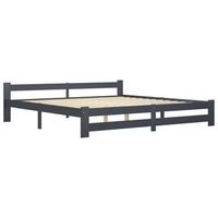 cama matrimonial  cama para adultos  estructura de cama madera maciza de pino gris oscuro 200x200 cm