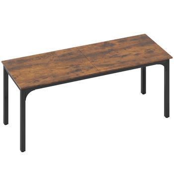 Mesa De Trabajo Y Escritorio De Oficina 200x60 Cm, Estilo Industrial Robusto, Tablero De Partículas Y Acero, Marrón Rústico