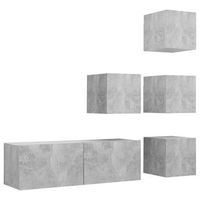 set de muebles de salon 6 pzas madera ingenieria gris hormigon vidaxl