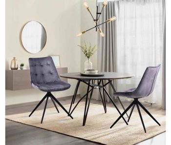 Lote de 2 sillas de comedor merna terciopelo gris oscuro 56x48x82 cm