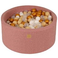 meowbaby piscina de bolas round seca para ninos boucle rosa  doradobeigeblancotransparente 300 pcs 90x40cm