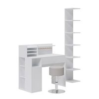 escritorio  3 partes con estanteria y taburete vicco