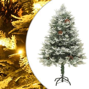 Árbol De Navidad Con Luces Y Piñas Pvc Pe Verde 150 Cm Vidaxl