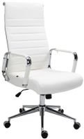 silla de oficina giratoria regulable en cuero autentico blanco