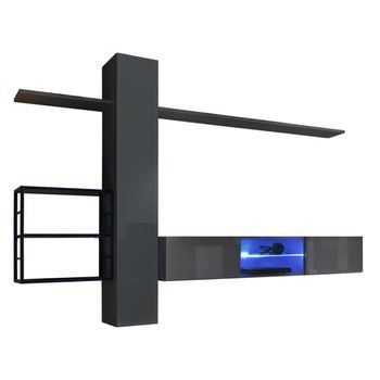 Conjunto De Muebles De Salón Estilo Industrial Switch M5 – Color Gris – Led Integradas