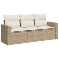 juego de sofas de jardin con cojines beige 3 piezas  mueble de jardin ratan pe