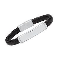 pulsera grabada de cuero sintetica negra