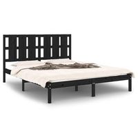 estructura de cama madera maciza negra king size 150x200 cm vidaxl
