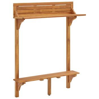 Mesa Alta | Mesa De Bar De Balcón De Madera Maciza De Acacia 90x37x122,5 Cm