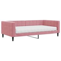 sofa cama con colchon terciopelo rosa 100x200 cm vidaxl