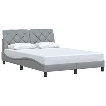 Cama Matrimonial | Cama Para Adultos | Cama Sin Colchón Tela Gris Claro 140x190 Cm