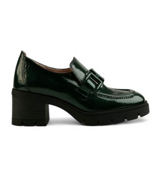 Hispanitas para mujer. HI243604 Mocasines de Piel Track verde (38), 3 a 5cm, Ninguno, Casual, Fiesta, Clásico