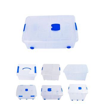 Jardin202 - Cajas De Almacenaje Ordenación De Plástico Transparentes Con Tapa Azul  Con Y Sin Ruedas  Ropa, Libro,  Juguestes  Pack 4 Uds (36l)  Pack 4 Uds (36l)jardin202