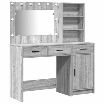 Mesa Tocador | Mesa De Maquillaje Con Cajón 2 Piezas Gris Madera De Ingeniería