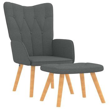 Sillón De Relax Con Taburete Tela Gris Oscuro Vidaxl