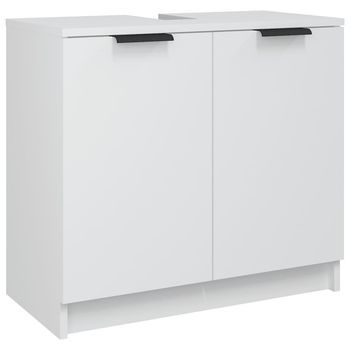 Armario De Baño Madera Contrachapada Blanco 64,5x33,5x59 Cm