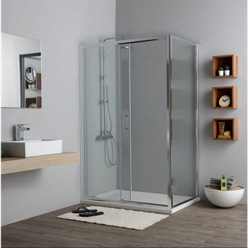 Puerta De Ducha Nicho Cm 100 Con Puerta Fija 70 Lateral Transparente | New Giada