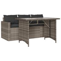 juego de comedor jardin 2 uds  mueble jardin mesa y sillas con cojines ratan sintetico gris