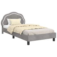 cama individual  cama para ninos con cabecero gris claro 90 x 190 cm terciopelo