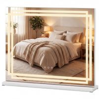 costway espejo de tocador con luz 58 x 46 cm espejo de maquillaje con 3 modos de iluminacion regulable y control tactil inteligent